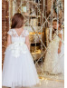 Ivory Lace Tulle Floor Length Peplum Flower Girl Dress